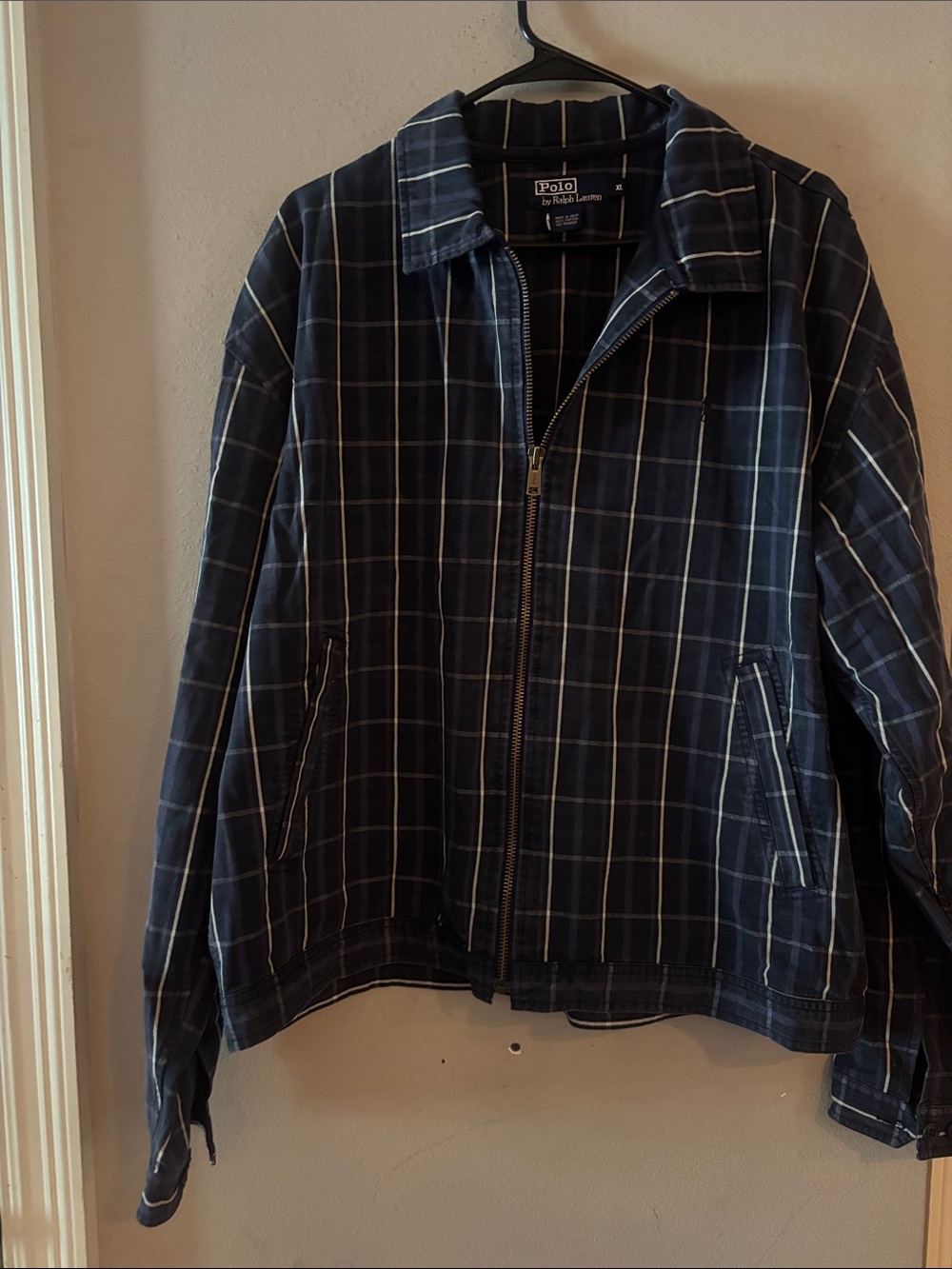 Polo by Ralph Lauren Navy Plaid Lightweight Zip Jacket